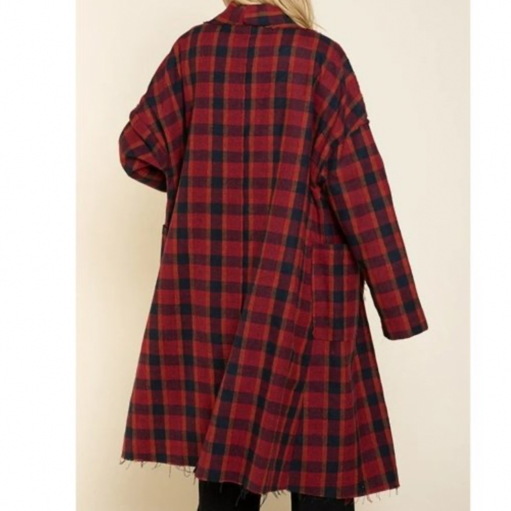 Pol Girl Next Door FlyAway Duster in Plaid sz M EUC $119R - Picture 3 of 10